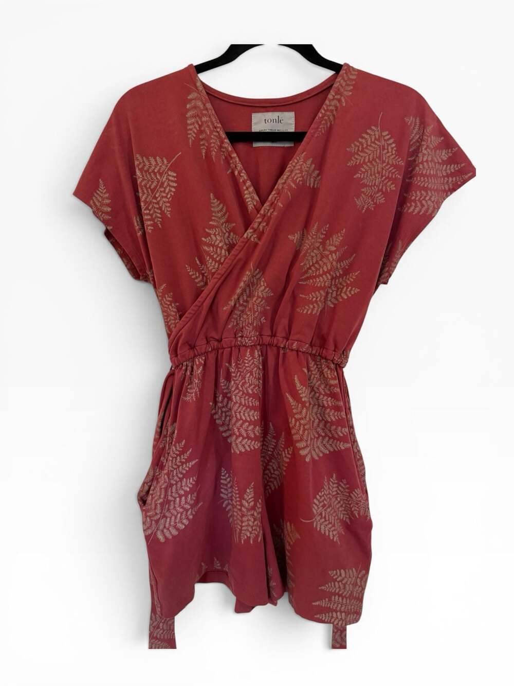 tonlé Fern Print Wrap Romper Size Small